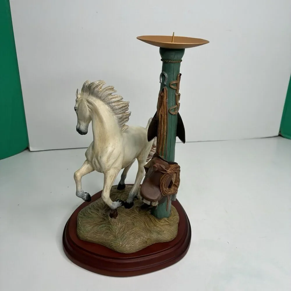 Danbury Mint Noble White Stallion Candlestick Holder By Gianni Benveuti